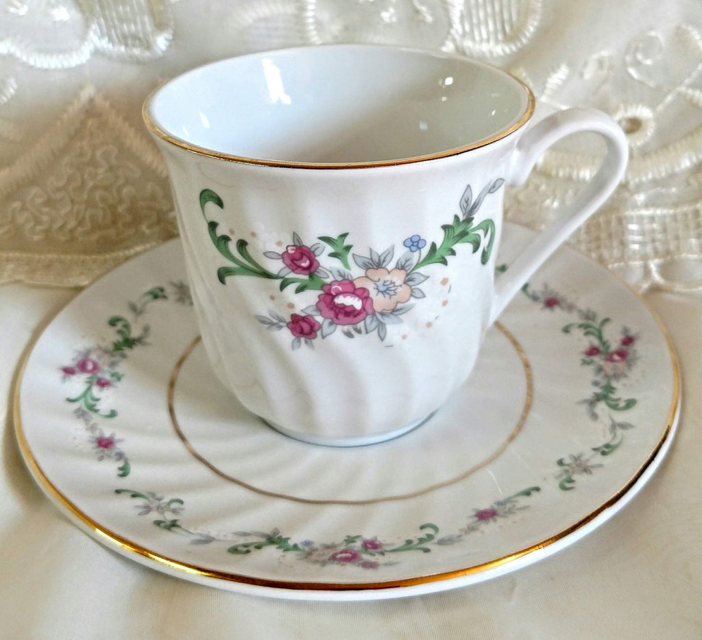 Celestine Bulk Fine Porcelain Teacups Includes 6 Inexpensive Tea Cups with 6 matching Saucers-Roses And Teacups