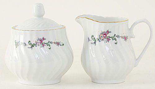 Celestine Porcelain Creamer & Sugar Set-Roses And Teacups
