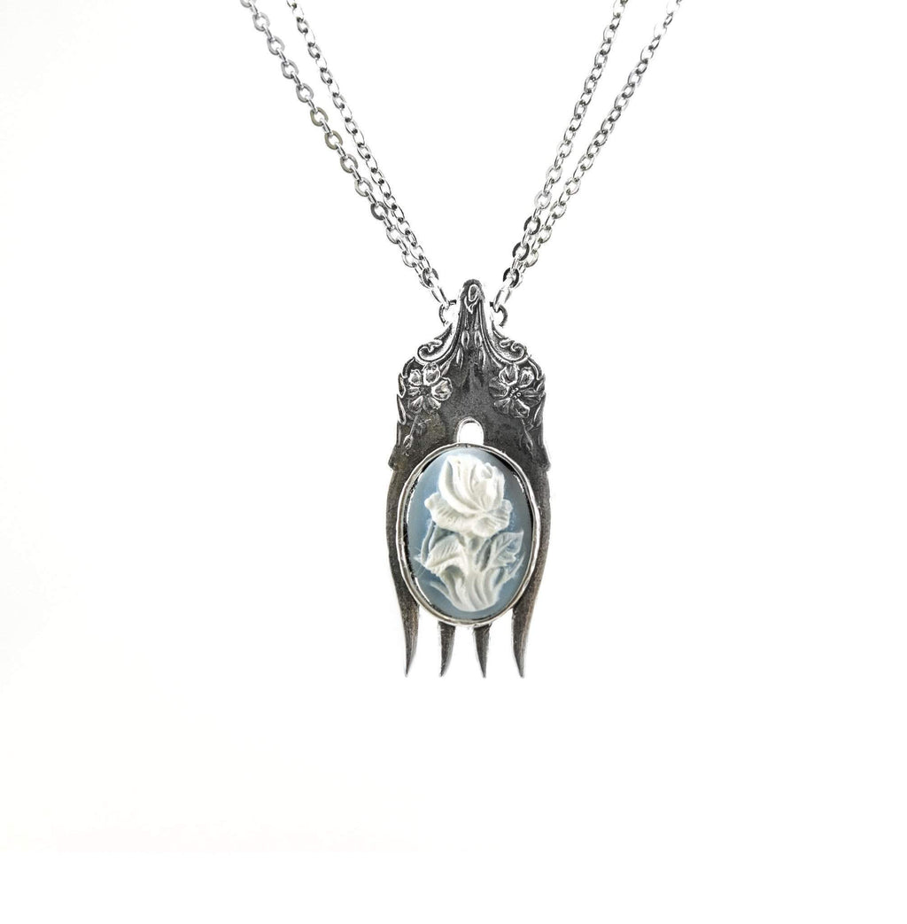 Chelsea Silver Fork Cameo Pendant Necklace - Only 2 Left!