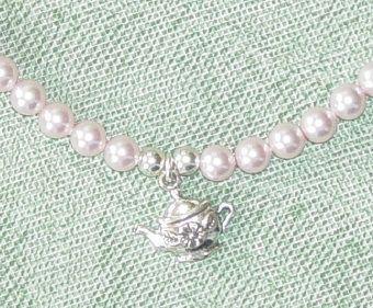 Child's Pink Pearl Bracelet - Teapot - Only One Left