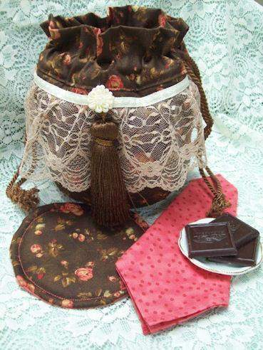 Chocolate and Roses Tea Cup Carrier Tote-Roses And Teacups