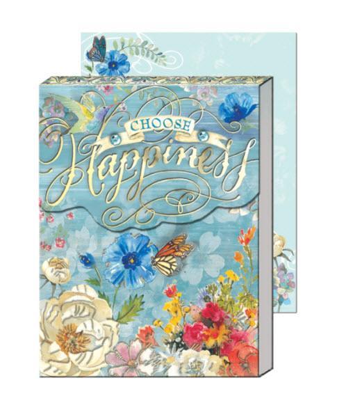 Choose Happiness Pocket Note Pad-Roses And Teacups