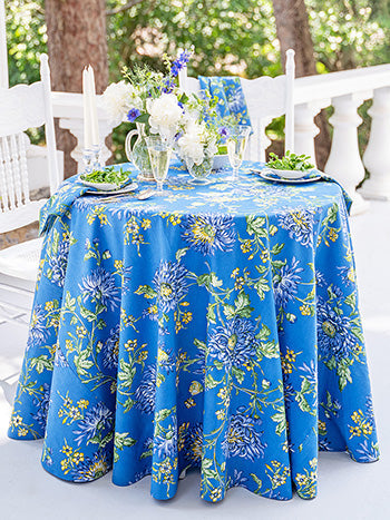 Chrissy Blue Round Tablecloth