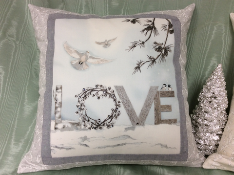 Christmas Accent Pillow with Swarovski Crystals - Love-Roses And Teacups
