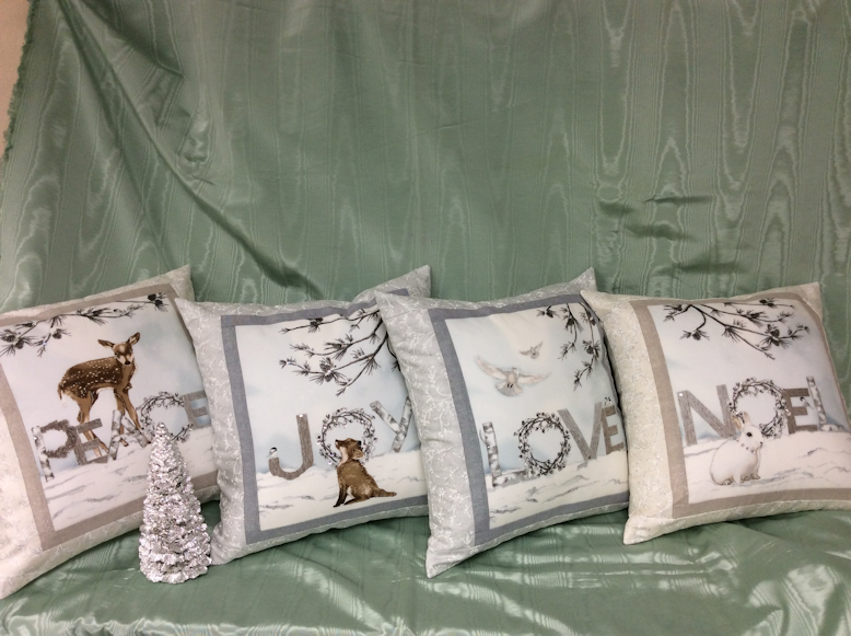 Christmas Accent Pillow with Swarovski Crystals - Noel-Roses And Teacups