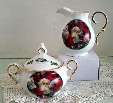 Christmas Santa Porcelain Cream and Sugar Set