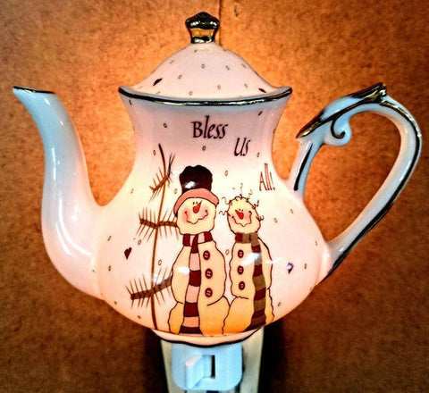 Christmas Snowman Porcelain Teapot Nightlight