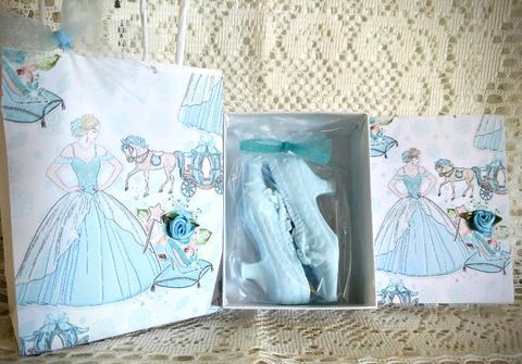 Cinderella's Blue Slipper Shoe Soap Favors Gift Bag and Box Set-Roses And Teacups