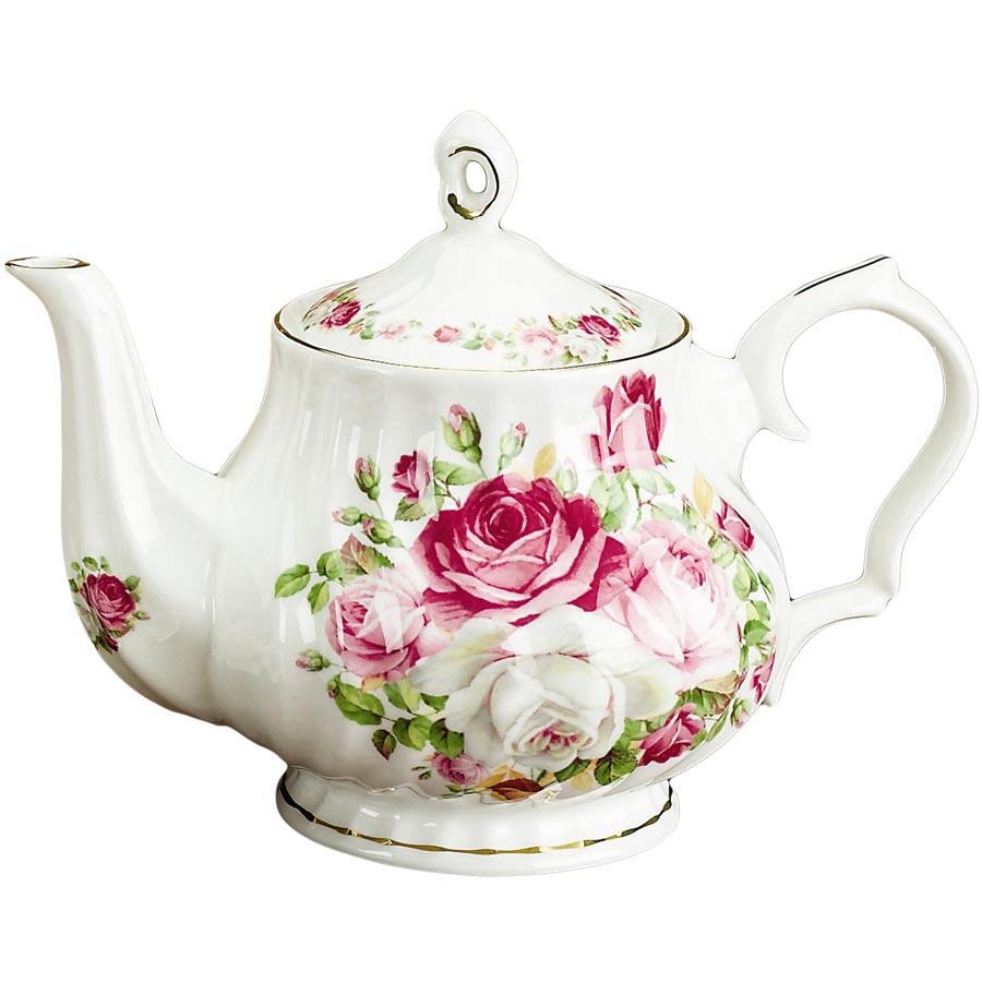 Cottage Rose Bone China Teapot-Roses And Teacups