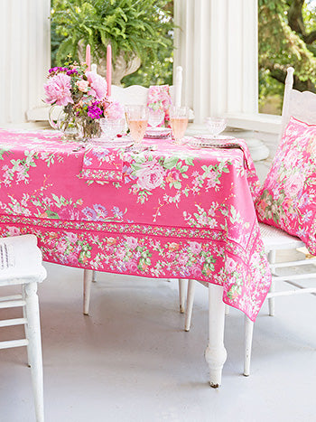 Cottage Rose Pink Rectangular Tablecloth