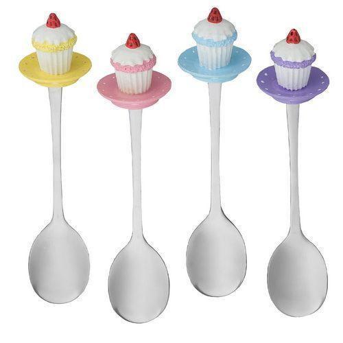 Cup Cakes Spoons Set of 4-Roses And Teacups
