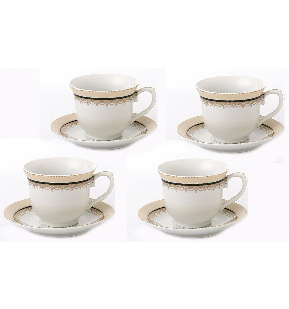 Darling Dalilah Porcelain Tea Cups and Saucers Bulk Wholesale Priced - Set of 4