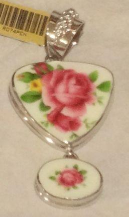 Double Rose Pendant Rhodium Plated One of a Kind!