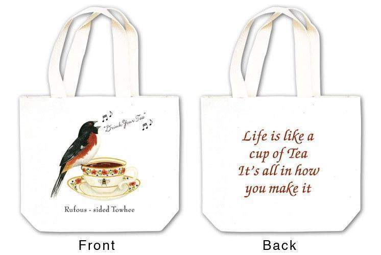 Drink Your Tea Tea Gift Favor Tote with Tea and Spiced Tea Cup Coaster Mat-Roses And Teacups