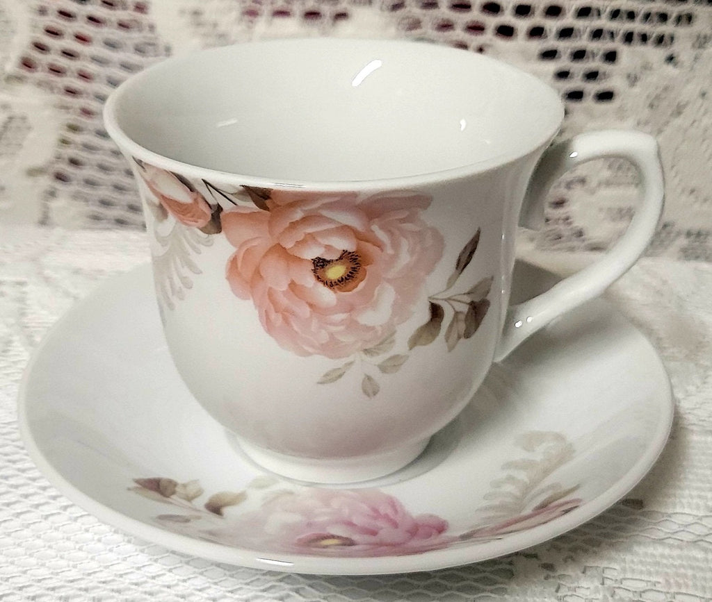 4 Dusty Rose Teacups and Saucers Perfect for Tea Parties!-Roses And Teacups