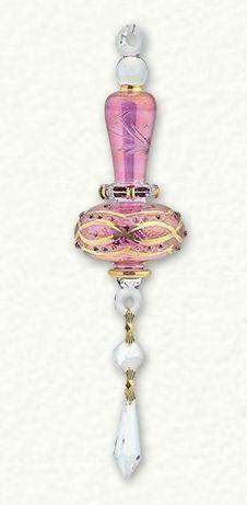 Egyptian Glass Pink Crystal Dangle Ornament-Roses And Teacups