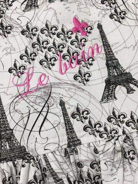 Eiffel Tower Embroidered Guest Hand Towel-Roses And Teacups