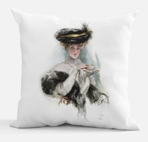 Elegant Tea Lady Throw Pillow 18 x 18-Roses And Teacups