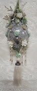 Evergreen Folly with Tassel Hand Decorated Victorian Iridescent Glass Ornament - One of a Kind!-Roses And Teacups