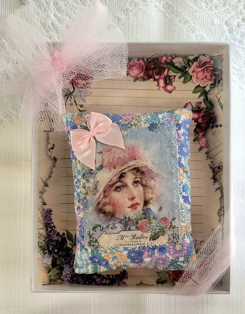 Fancy French Lady Lovely Lavender Scented Gift Boxed Sachet - Beatrice - One of a Kind!