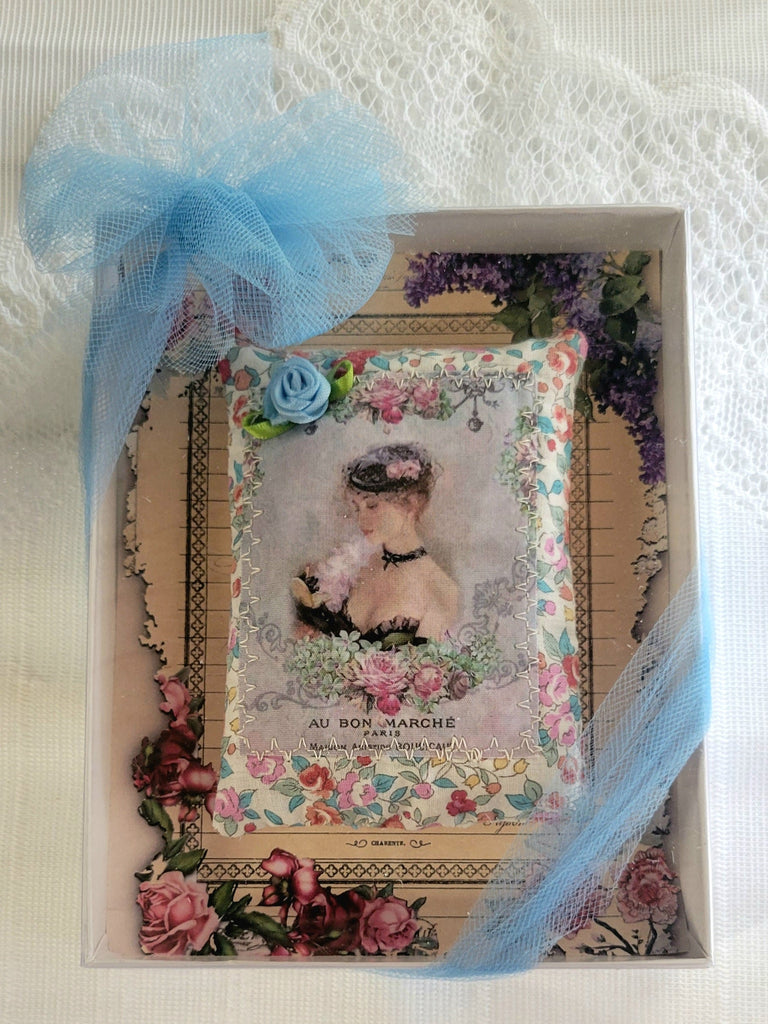 Fancy French Lovely Lavender Scented Gift Boxed Sachet - Brigitte - One of a Kind!-Roses And Teacups