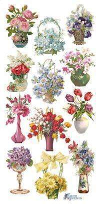 Floral Vases Victorian Floral 2 Sheets of Stickers-Roses And Teacups