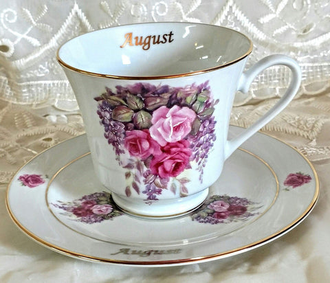 Flower of the Month Birthday Teacup and Saucer - August