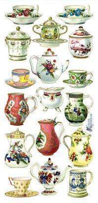 French China Victorian 2 Sheets of Stickers-Roses And Teacups
