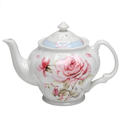 French Rose Bone China Teapot-Roses And Teacups