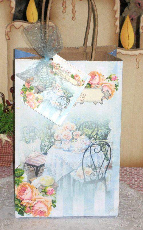 Garden Tea Gift Bag with Hang Tag-Roses And Teacups