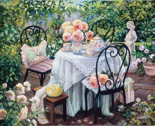 Garden Tea Susan Rios Keepsakes 8 x 10-Roses And Teacups