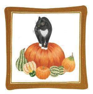 Gift Boxed Set of 4 Cat on Fall Pumpkin Spiced Mug and Tea Cup Mat