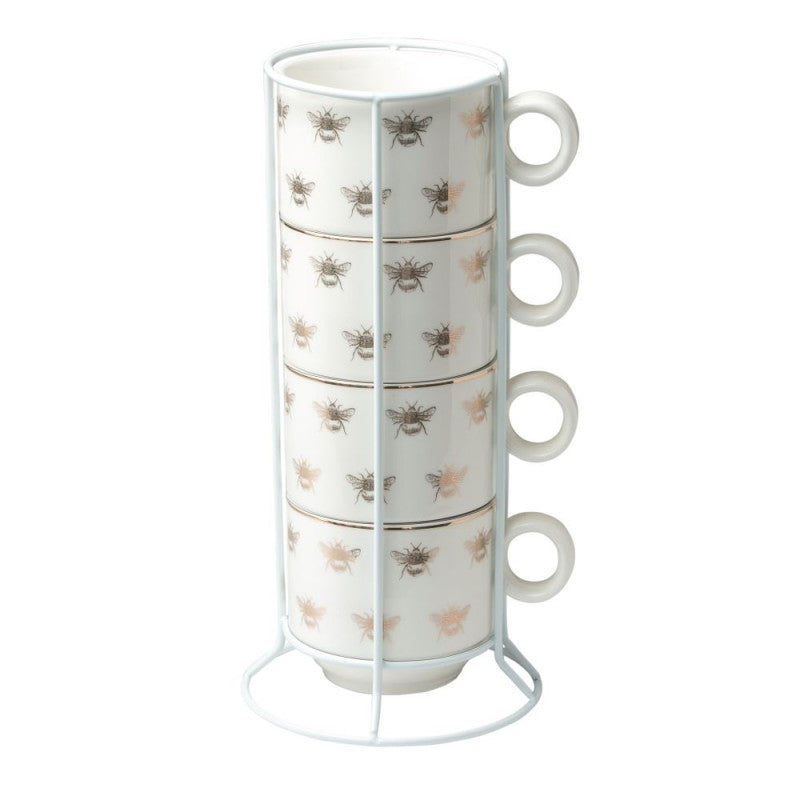 Gold Bee 5 Piece Stackable Mug Set with Stand – Roses And Teacups