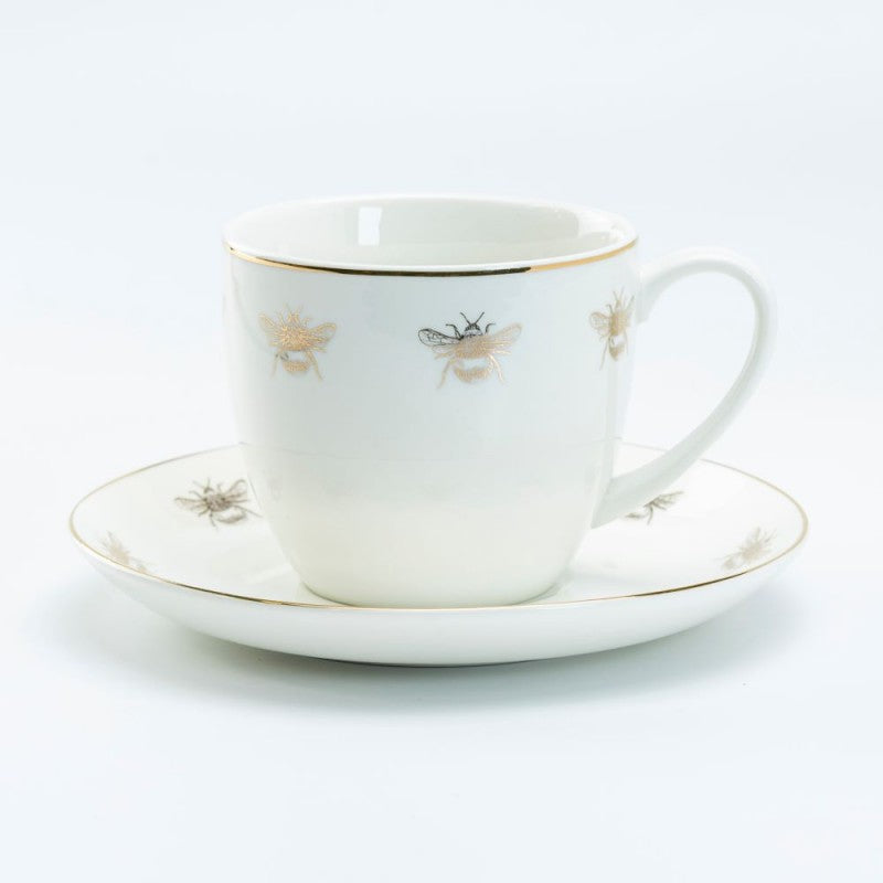 Gold Bee Tea Cup and Saucer Set of 2