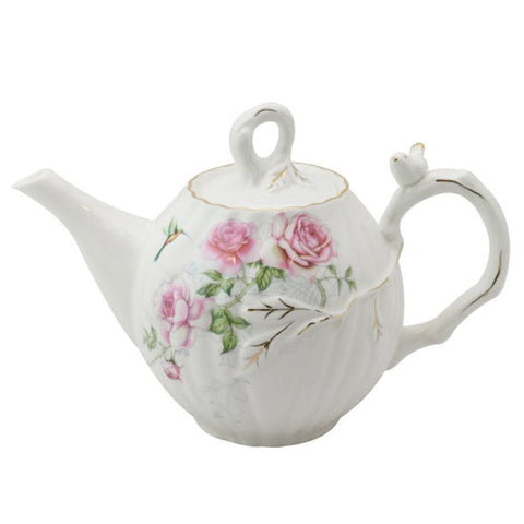 Gold Songbird Porcelain Teapot