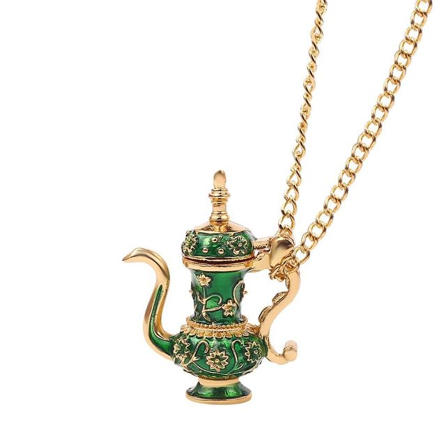 Green Enameled Teapot Necklace