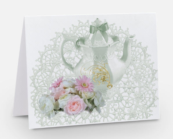 Green Teapot Blank Teapot Greeting Card