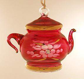 Handcrafted Egyptian Glass Red Teapot Ornament