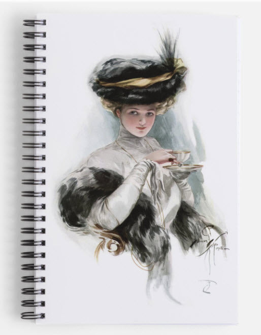Harrison Fisher Elegant Tea Lady Spiral Notebook Journal