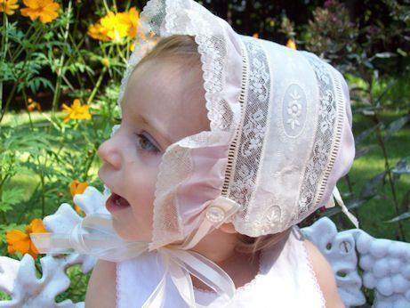Heirloom Collection Pink Baby Bonnet-Roses And Teacups