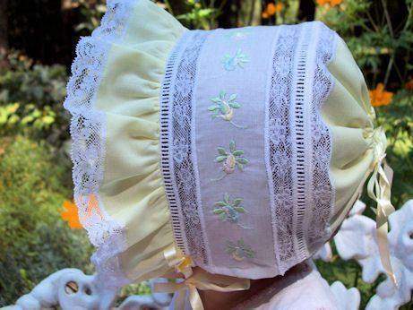 Heirloom Collection Yellow Baby Bonnet-Roses And Teacups