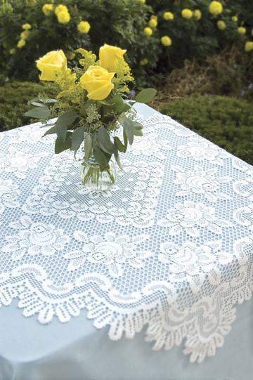 Heritage Lace Rose Table Topper in Off White 36 x 36