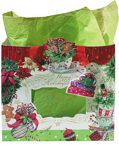 Holiday Christmas Tea Time Gift Bag-Roses And Teacups