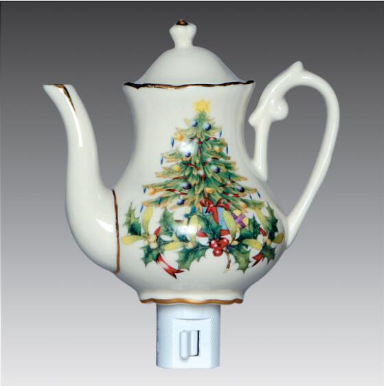 Holiday Christmas Tree Teapot Night Light-Roses And Teacups