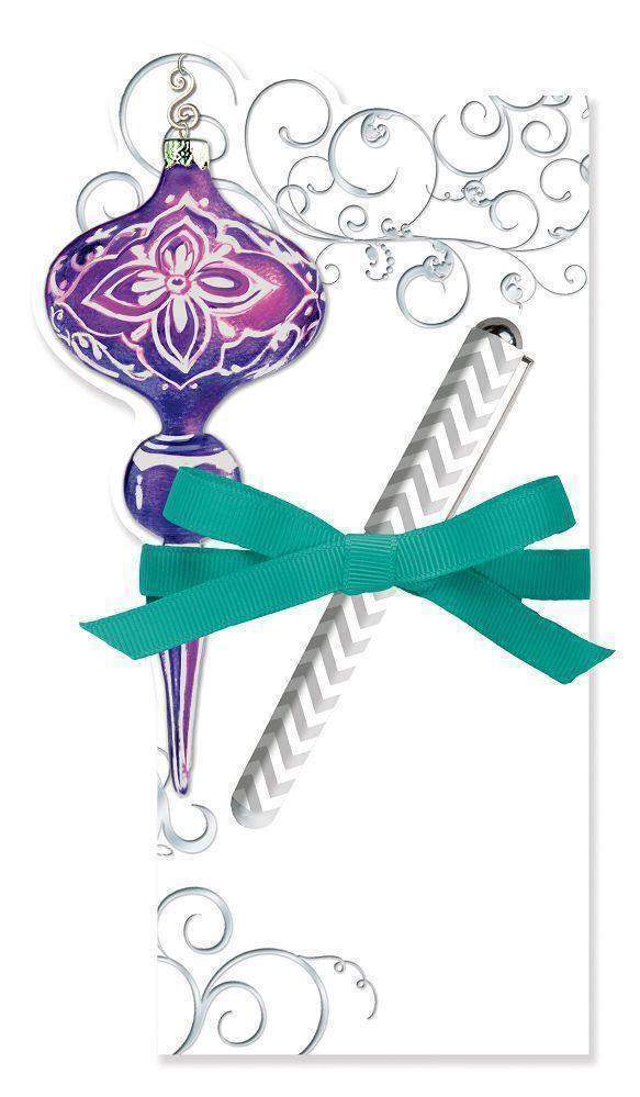 Holiday Die-Cut Pad with Pen - Purple Ornament