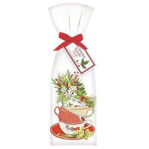 Holiday Garden Teacups Towel Set