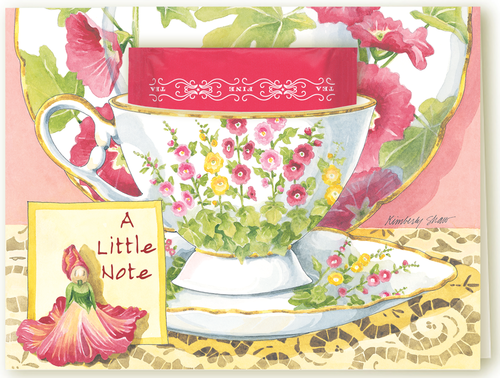 Hollyhock Hello Kimberly Shaw Tea Card-Roses And Teacups