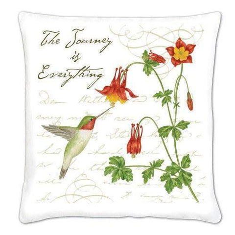 Hummingbird Accent Pillow-Roses And Teacups