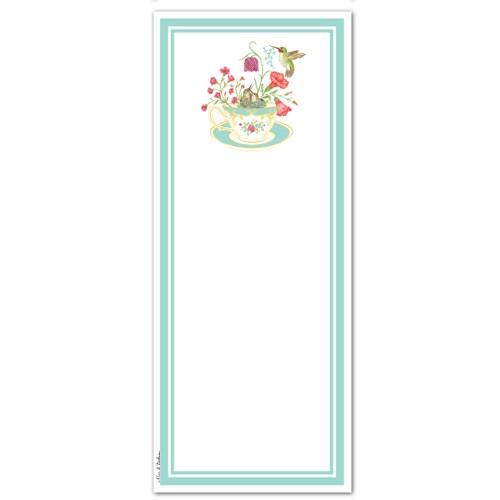 Hummingbird Magnetic Shopping List Notepad-Roses And Teacups