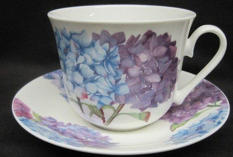 Hydrangea English Bone China Tea Cups Set of 2